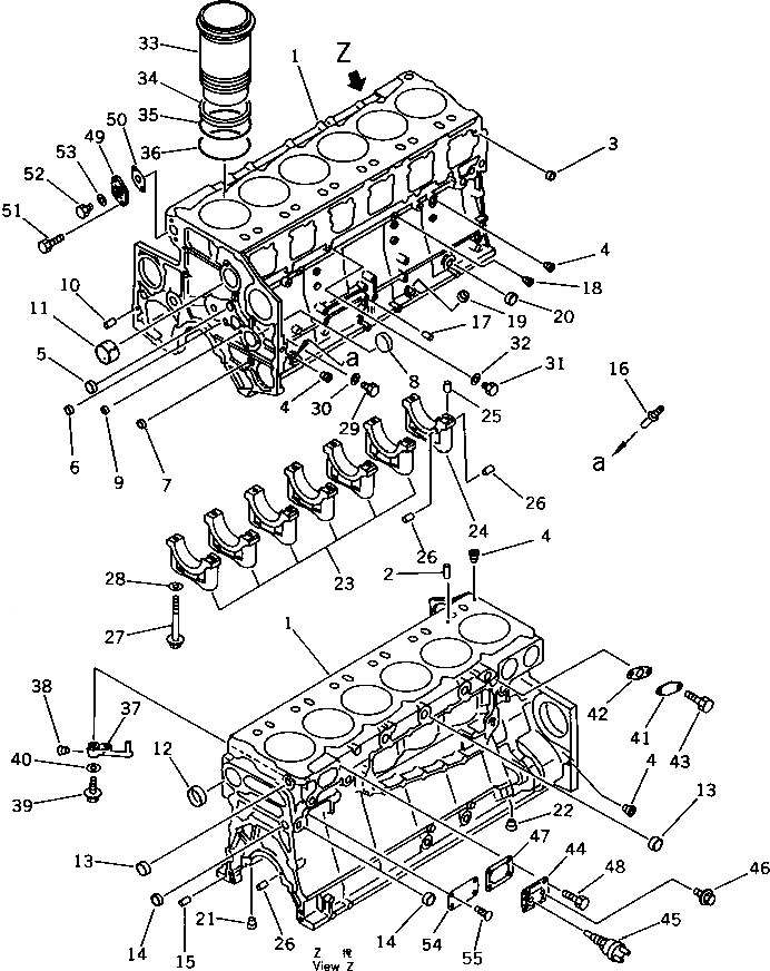 Схема запчастей Komatsu SA6D140-A-1U - БЛОК ЦИЛИНДРОВ БЛОК ЦИЛИНДРОВ