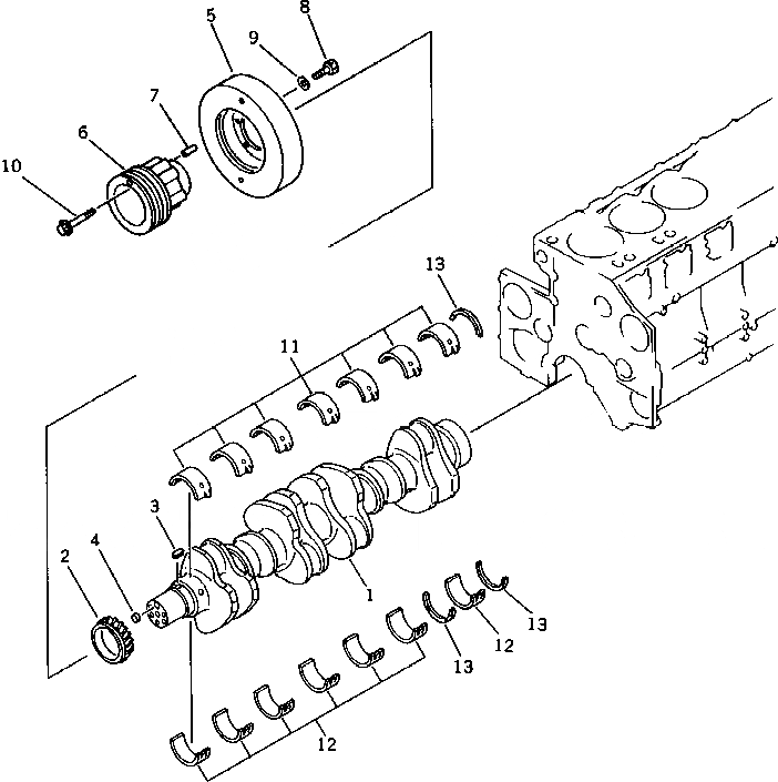 Схема запчастей Komatsu SA6D140-A-1U - КОЛЕНВАЛ БЛОК ЦИЛИНДРОВ