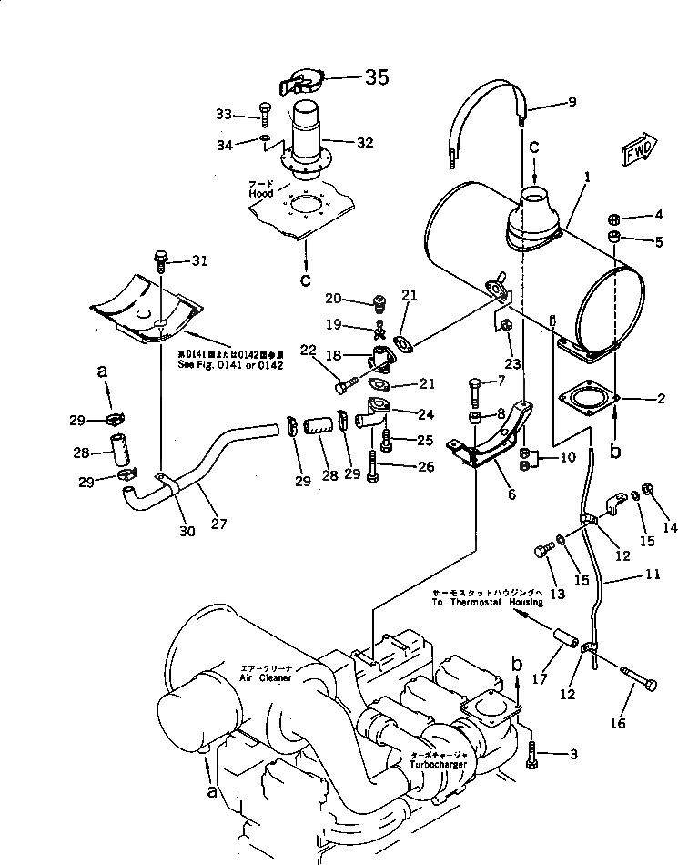 Схема запчастей Komatsu SA6D140-1C - ГЛУШИТЕЛЬ(№-9) ГОЛОВКА ЦИЛИНДРОВ