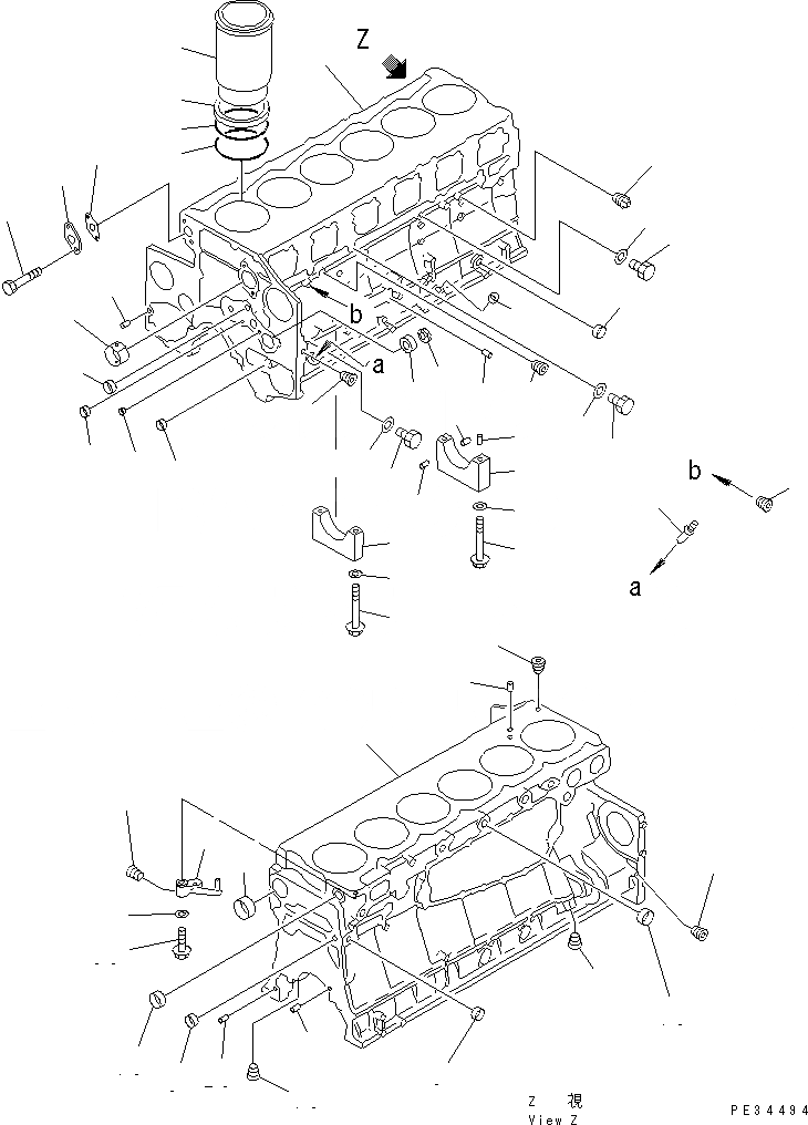 Схема запчастей Komatsu SA6D140-1N - БЛОК ЦИЛИНДРОВ(№987-) ДВИГАТЕЛЬ