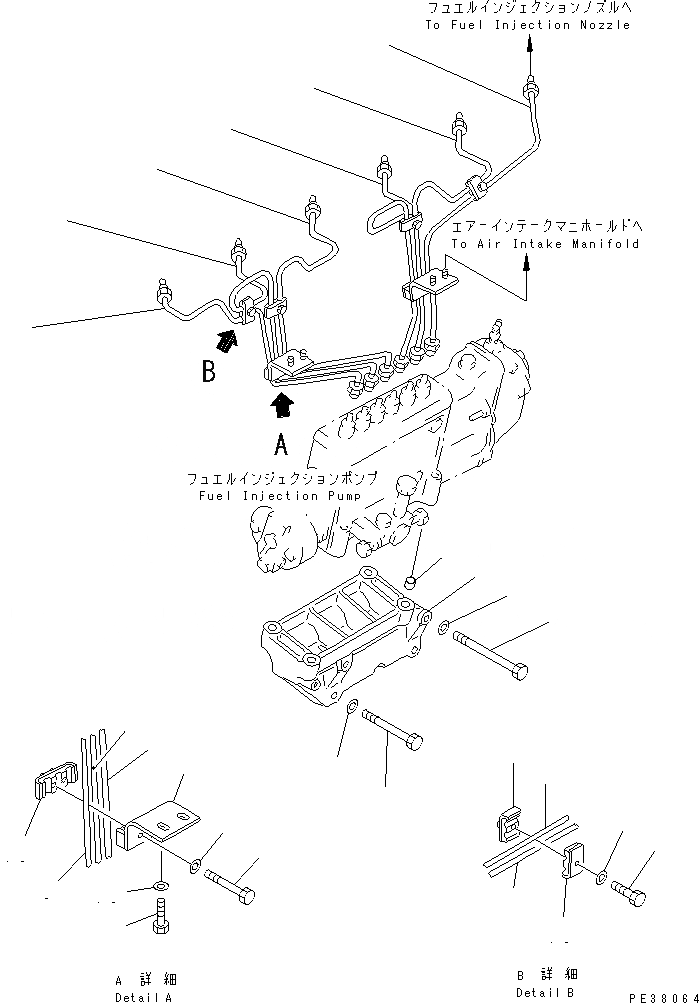 Схема запчастей Komatsu SA6D140-1EE - ТОПЛ. НАСОС ТРУБЫ(№779-8) ДВИГАТЕЛЬ