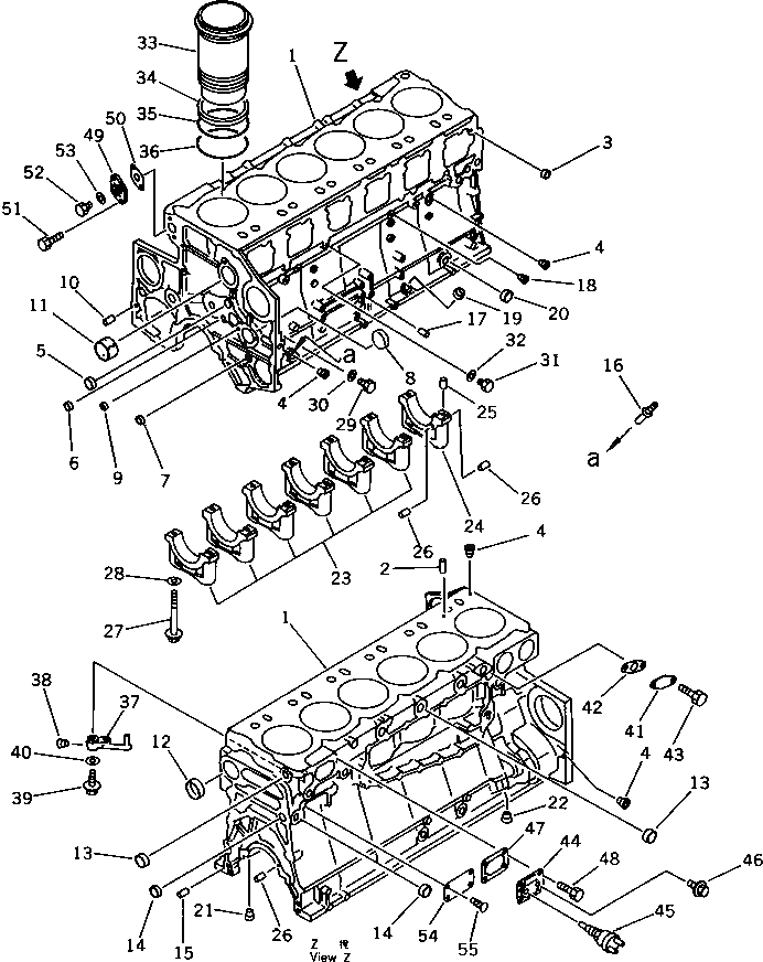 Схема запчастей Komatsu SA6D140-A-1U - БЛОК ЦИЛИНДРОВ БЛОК ЦИЛИНДРОВ