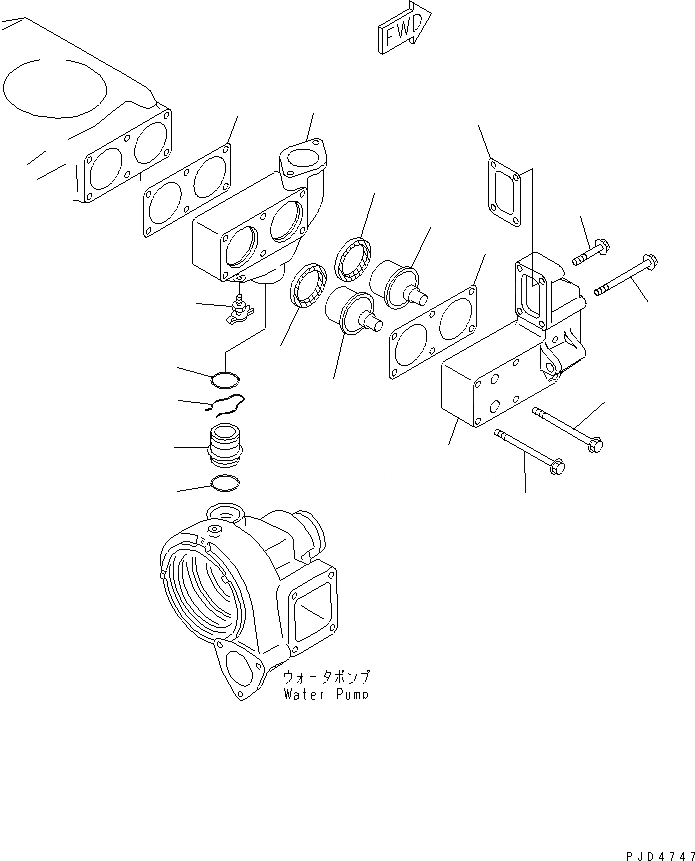 Схема запчастей Komatsu SA6D140-1PP - ТЕРМОСТАТ ДВИГАТЕЛЬ