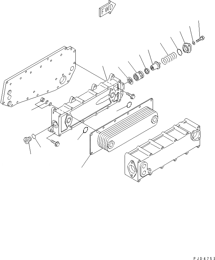 Схема запчастей Komatsu SA6D140-1PP - МАСЛООХЛАДИТЕЛЬ¤ ОСНОВ. ДВИГАТЕЛЬ