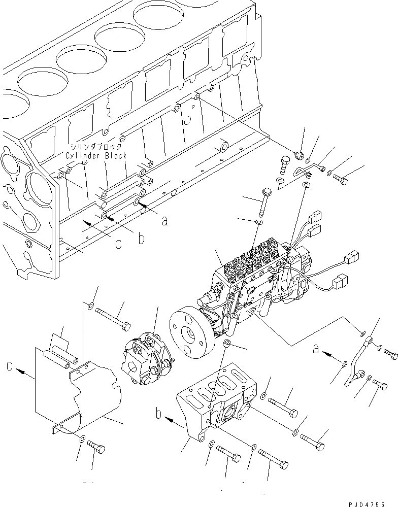 Схема запчастей Komatsu SA6D140-1PP - КРЕПЛЕНИЕ ТОПЛ. НАСОСА ДВИГАТЕЛЬ