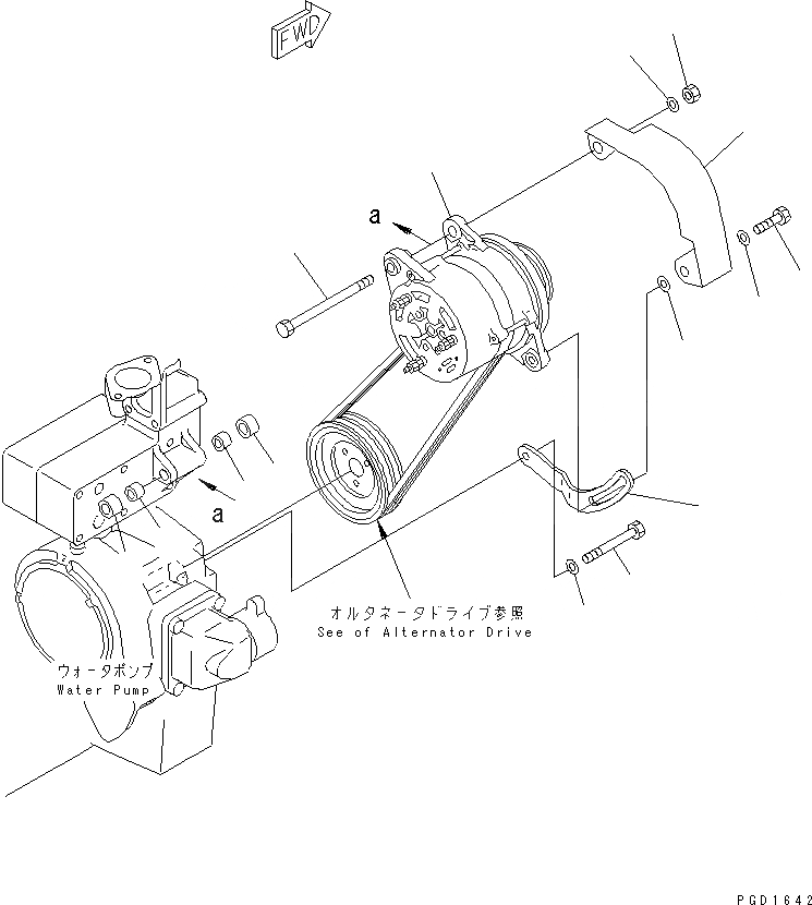 Схема запчастей Komatsu SA6D140-1PP - КРЕПЛЕНИЕ ГЕНЕРАТОРА (A) ДВИГАТЕЛЬ