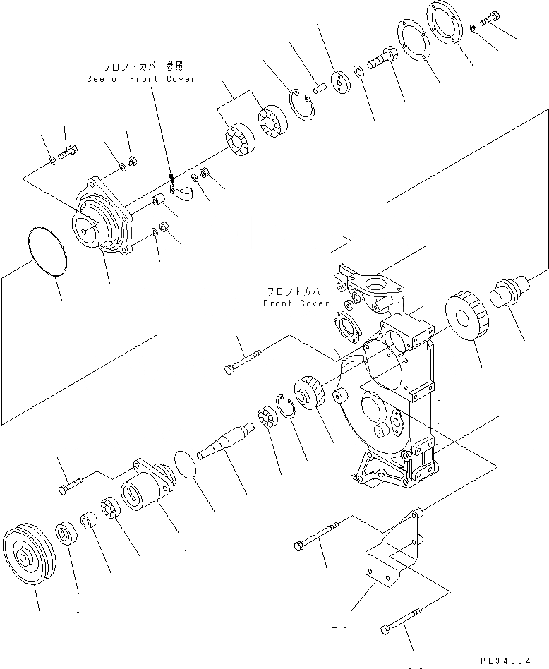Схема запчастей Komatsu SA6D140E-2D-7 - ПЕРЕДН. МЕХ-М ОТБОРА МОЩНОСТИ ДВИГАТЕЛЬ