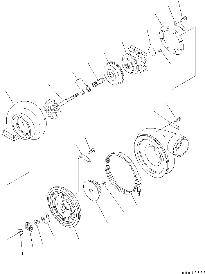 Схема запчастей Komatsu SA6D140E-2A-7 - ТУРБОНАГНЕТАТЕЛЬ (ВНУТР. ЧАСТИ) ДВИГАТЕЛЬ