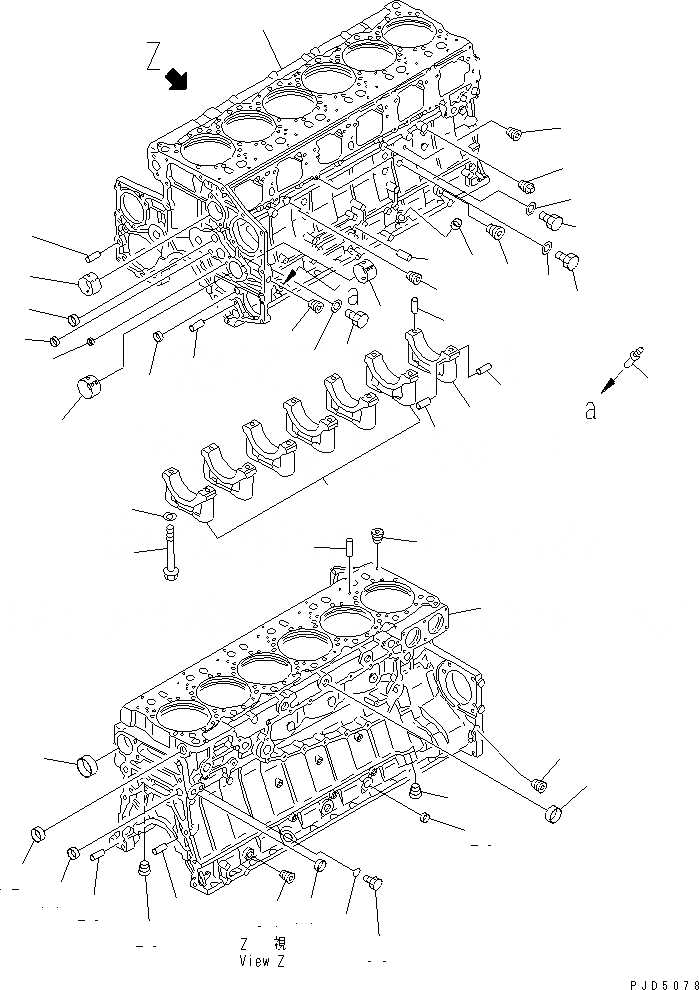 Схема запчастей Komatsu SA6D140E-2A-7 - БЛОК ЦИЛИНДРОВ (/)(№79-9) ДВИГАТЕЛЬ