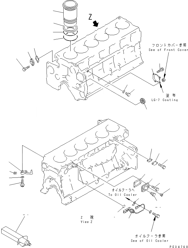 Схема запчастей Komatsu SA6D140E-2A-7 - БЛОК ЦИЛИНДРОВ (/) (МОРОЗОУСТОЙЧИВ. СПЕЦИФИКАЦИЯ.)(№7-78) ДВИГАТЕЛЬ