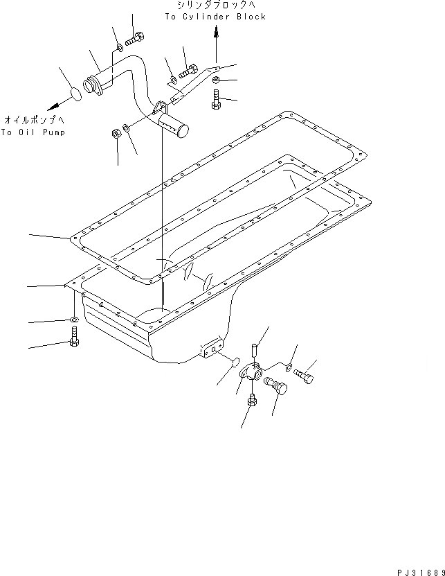 Схема запчастей Komatsu SA6D140E-2A-7 - МАСЛЯНЫЙ ПОДДОН И ВСАСЫВАЮЩИЙ ПАТРУБОК ДВИГАТЕЛЬ