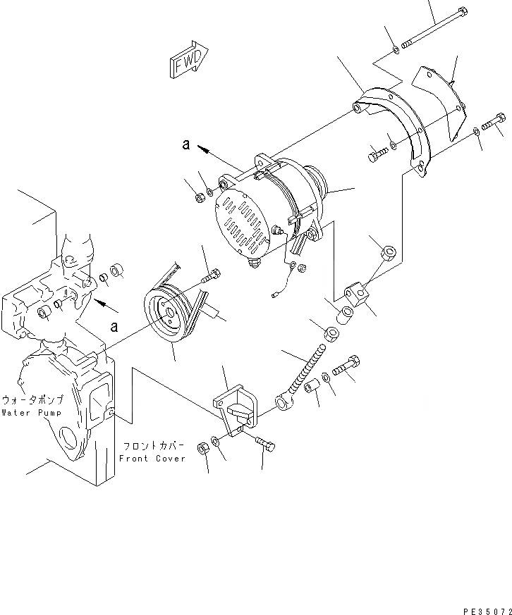 Схема запчастей Komatsu SA6D140E-2A-7 - КРЕПЛЕНИЕ ГЕНЕРАТОРА (A) (С ЗАКАЛЕННЫМ ШКИВОМ)(№887-) ДВИГАТЕЛЬ