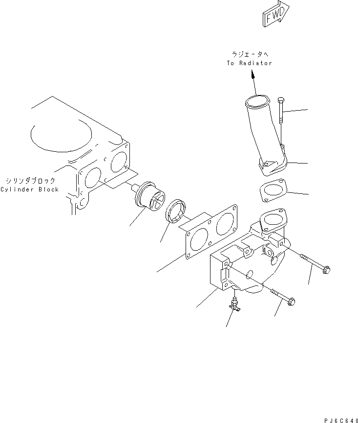 Схема запчастей Komatsu SA6D140-2D-G - ТЕРМОСТАТ(№97-) ДВИГАТЕЛЬ