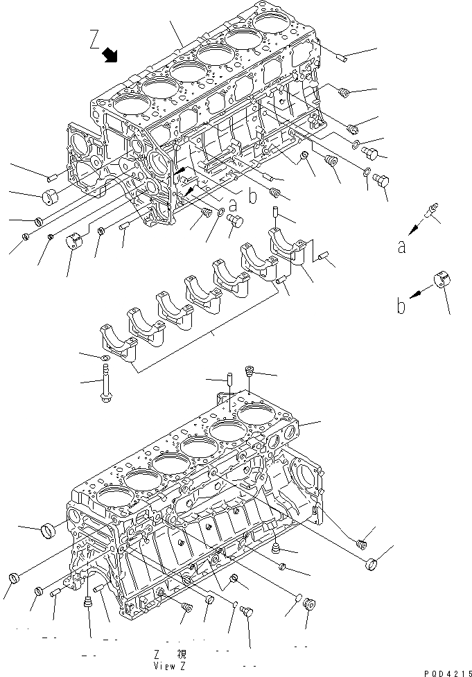 Схема запчастей Komatsu SA6D140-2B-G - БЛОК ЦИЛИНДРОВ (/)(№8-7) ДВИГАТЕЛЬ