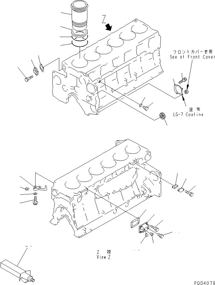Схема запчастей Komatsu SA6D140-2C-G - БЛОК ЦИЛИНДРОВ (/)(№78-78) ДВИГАТЕЛЬ