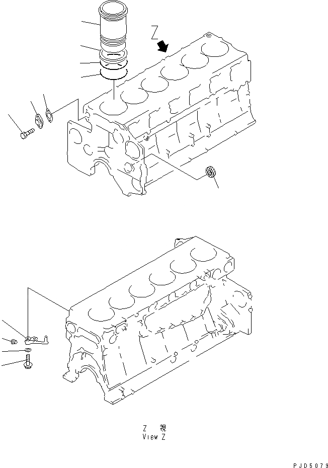 Схема запчастей Komatsu SA6D140-2C-G - БЛОК ЦИЛИНДРОВ (/)(№79-9) ДВИГАТЕЛЬ
