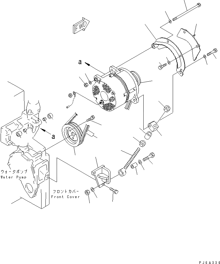 Схема запчастей Komatsu SA6D140-2C-G - КРЕПЛЕНИЕ ГЕНЕРАТОРА (A)(№-) ДВИГАТЕЛЬ