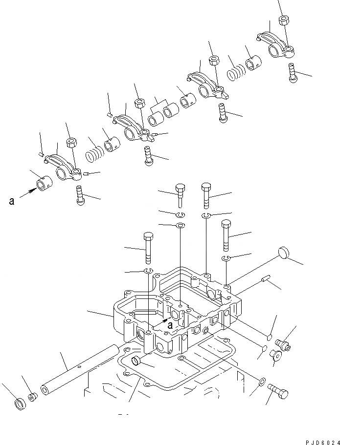 Схема запчастей Komatsu SA6D155-4A-35 - КОРОМЫСЛО И КОЖУХ ГОЛОВКА ЦИЛИНДРОВ