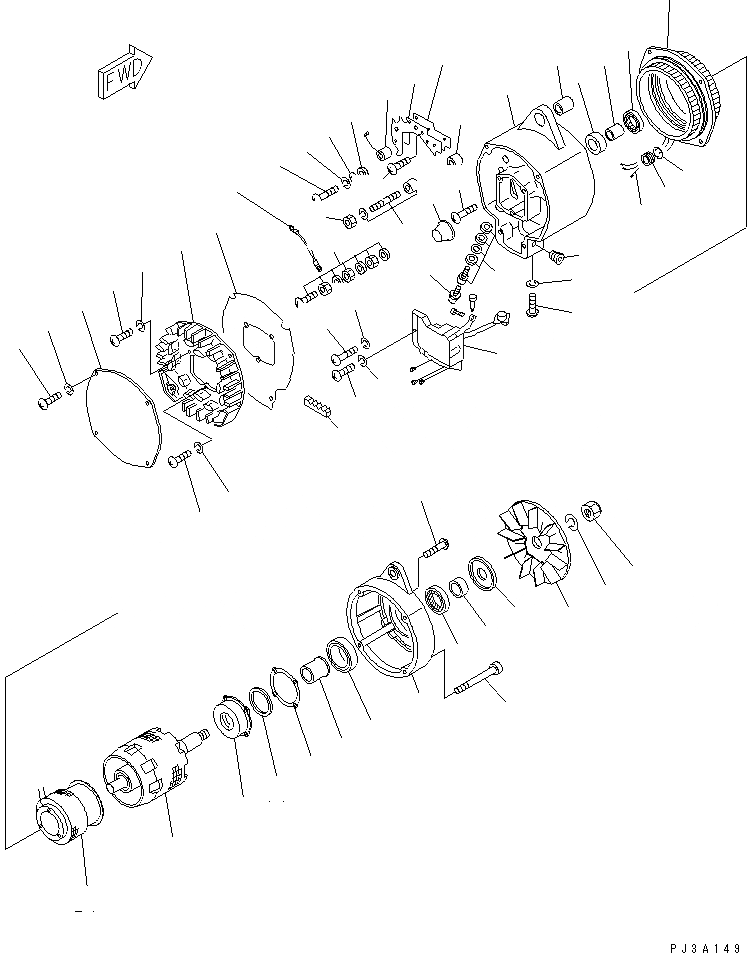 Схема запчастей Komatsu SA6D155-4A-35 - ГЕНЕРАТОР (DELСЕРДЦЕВИНАMY) (A)(№8-7) ОХЛАЖД-Е И ЭЛЕКТРИКА