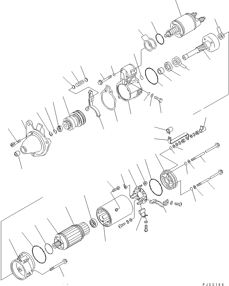 Схема запчастей Komatsu SA6D155-4A-35 - СТАРТЕР (KW)(№878-) ОХЛАЖД-Е И ЭЛЕКТРИКА