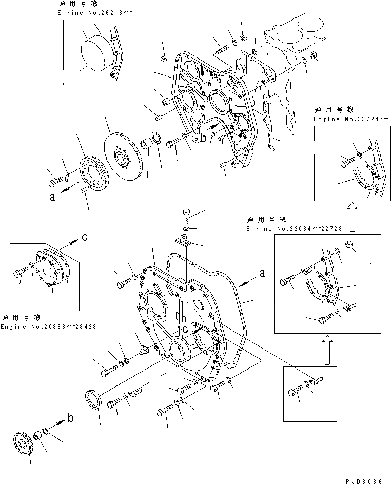 Схема запчастей Komatsu SA6D155-4A-35 - КОРПУС ШЕСТЕРЕНН. ПЕРЕДАЧИ И COVER БЛОК ЦИЛИНДРОВ