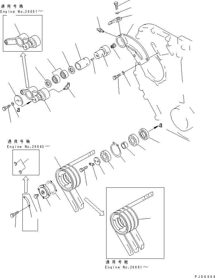 Схема запчастей Komatsu SA6D155-4A-35 - ВАЛ. И НАТЯЖН. РОЛИК. ОХЛАЖД-Е И ЭЛЕКТРИКА