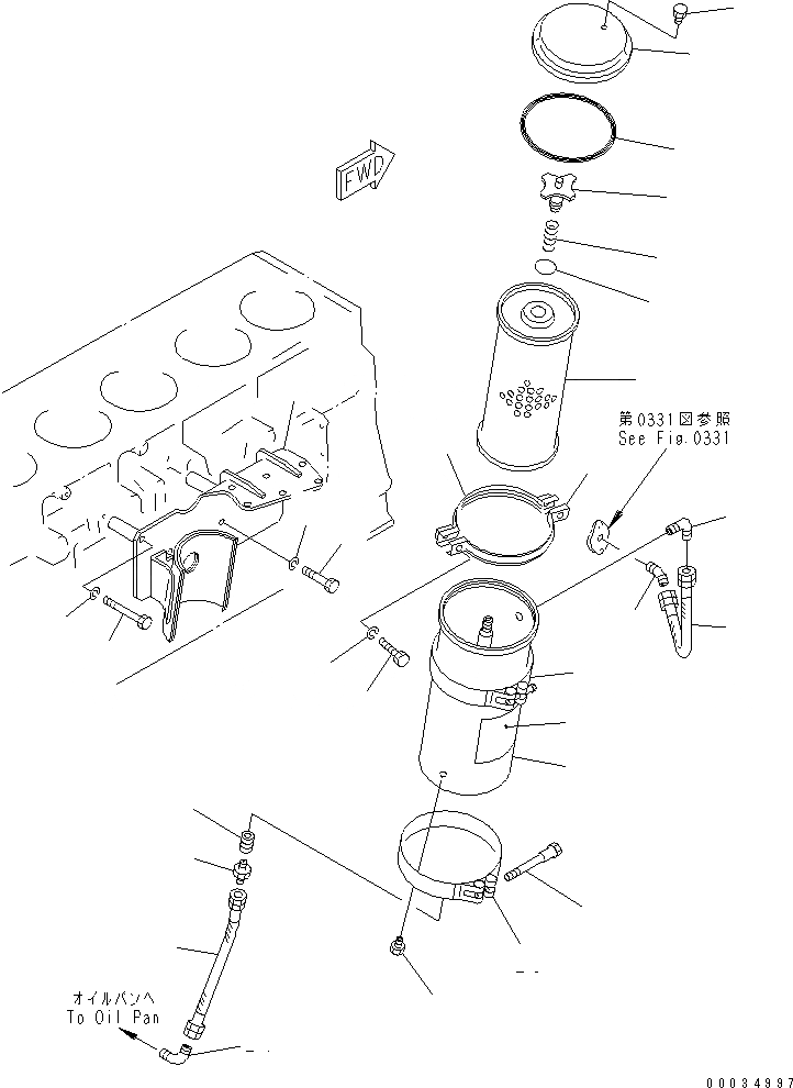 Схема запчастей Komatsu SA6D155-4A - ПРОХОДНОЙ ФИЛЬТР(№8-8) СИСТЕМА СМАЗКИ МАСЛ. СИСТЕМА