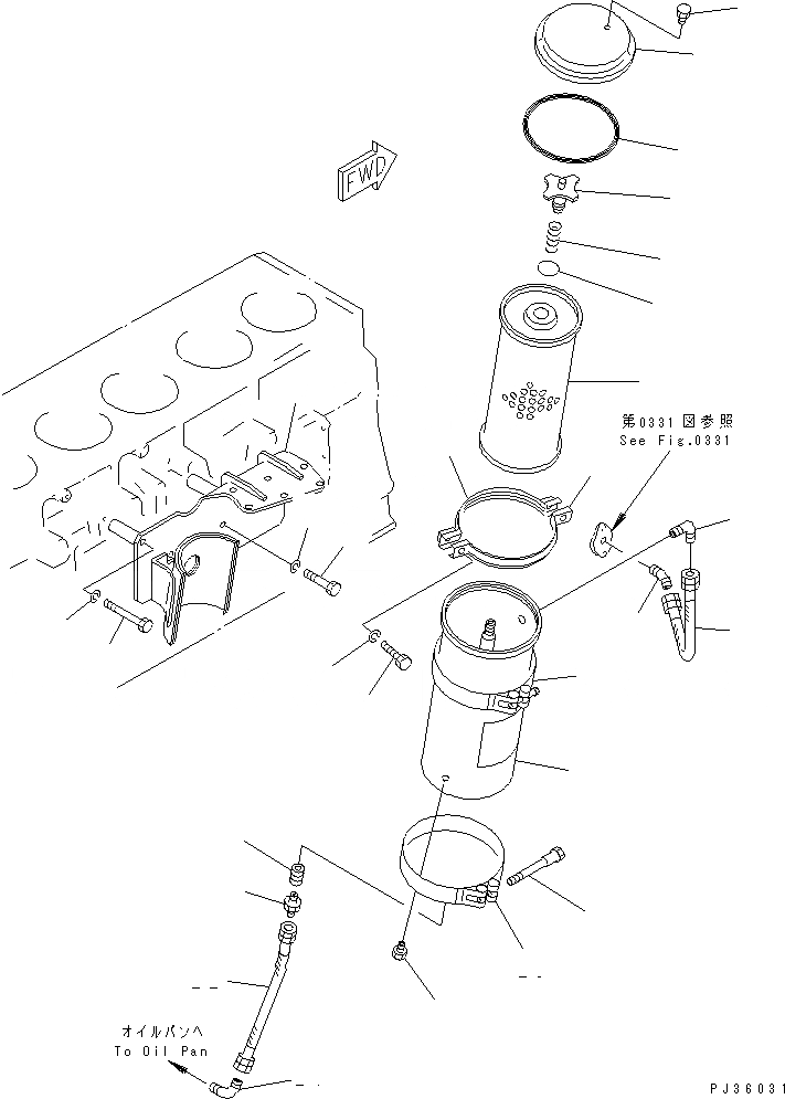 Схема запчастей Komatsu SA6D155-4A - ПРОХОДНОЙ ФИЛЬТР(№9-) СИСТЕМА СМАЗКИ МАСЛ. СИСТЕМА