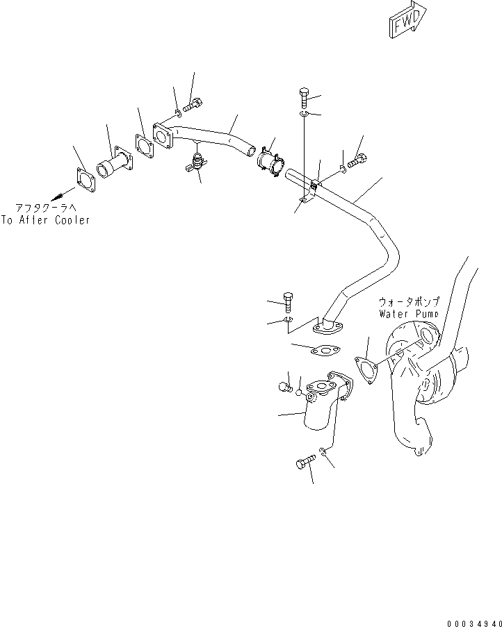 Схема запчастей Komatsu SA6D155-4A - ВОДЯНАЯ ПОМПА (/) СИСТЕМА ОХЛАЖДЕНИЯ