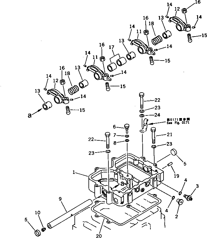 Схема запчастей Komatsu SA6D155-4A - КОРОМЫСЛО И КОЖУХ ГОЛОВКА ЦИЛИНДРОВ