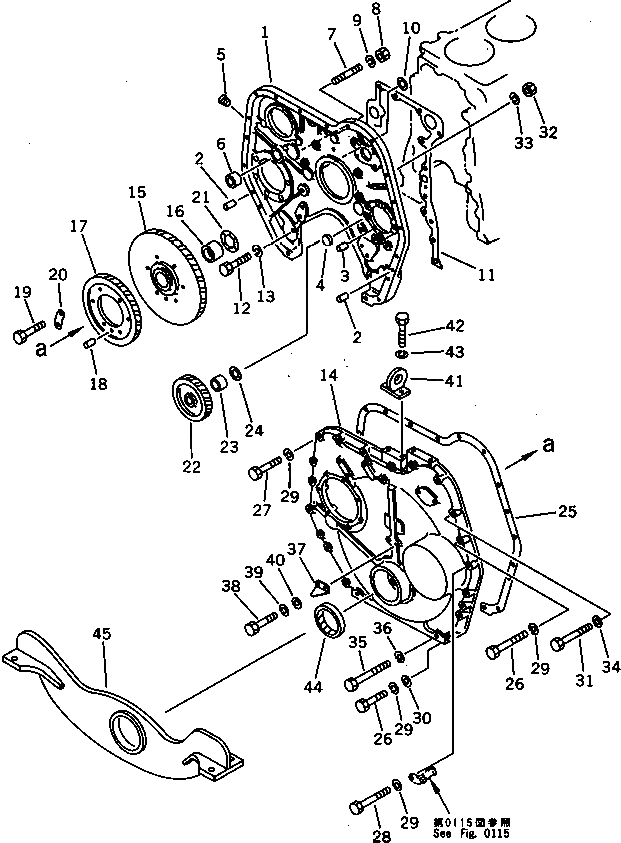 Схема запчастей Komatsu SA6D155-4A - КОРПУС ШЕСТЕРЕНН. ПЕРЕДАЧИ И COVER БЛОК ЦИЛИНДРОВ