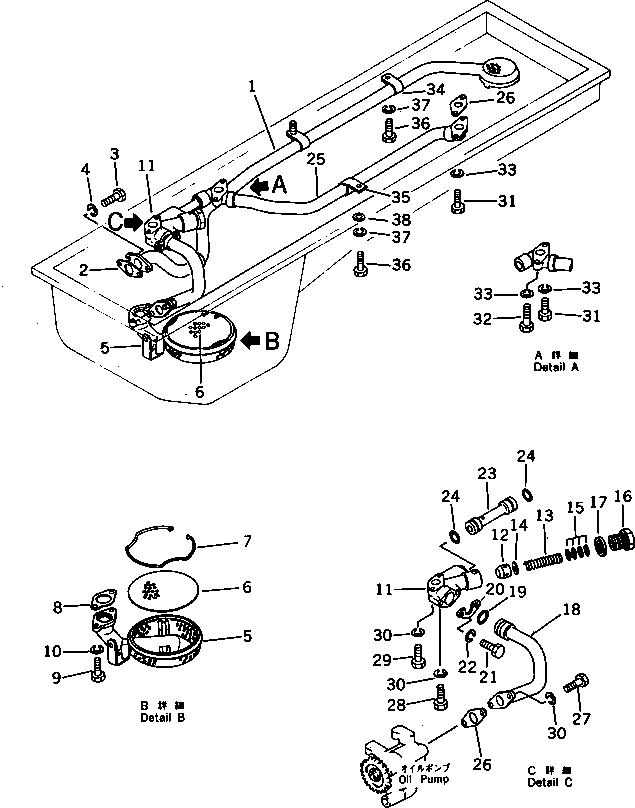 Схема запчастей Komatsu SA6D155-4A - МАСЛЯНЫЙ ФИЛЬТР И ТРУБЫ СИСТЕМА СМАЗКИ МАСЛ. СИСТЕМА