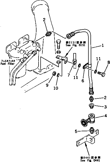 Схема запчастей Komatsu SA6D155-4A - СИСТЕМА ПОДОГРЕВА ВПУСКН. КОЛЛЕКТОРА (/) ТОПЛИВН. СИСТЕМА
