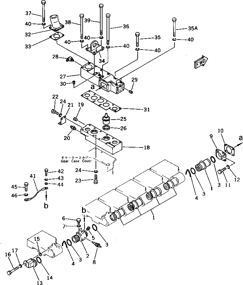 Схема запчастей Komatsu SA6D170-B-1B - ВОДЯНОЙ КОЛЛЕКТОР И ТЕРМОСТАТ(№-) ГОЛОВКА ЦИЛИНДРОВ