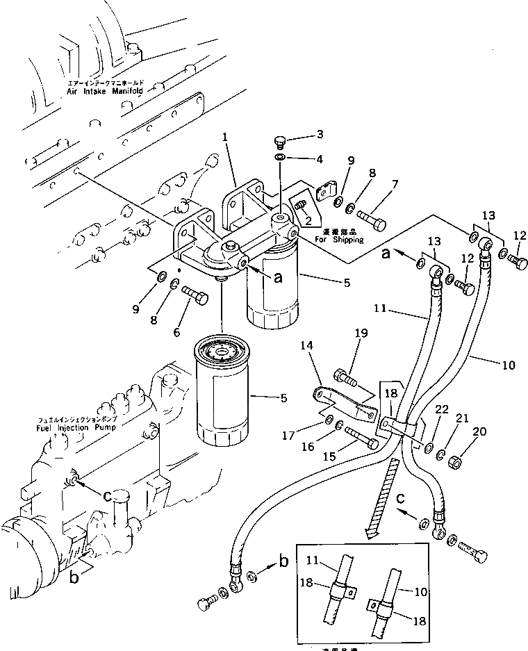 Схема запчастей Komatsu SA6D170-B-1B - ТОПЛИВН. ФИЛЬТР. И ТРУБЫ(№-) ТОПЛИВН. СИСТЕМА