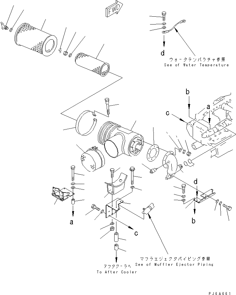 Схема запчастей Komatsu SA6D170E-2A-D - ВОЗДУХООЧИСТИТЕЛЬ (МОРОЗОУСТОЙЧИВ. СПЕЦИФИКАЦИЯ) (ВПУСК ВОЗДУХА ON КАПОТ СПЕЦ-Я.)(№9-) ДВИГАТЕЛЬ