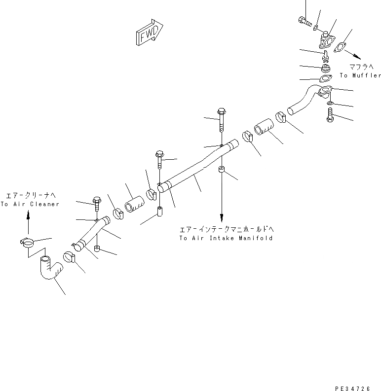 Схема запчастей Komatsu SA6D170E-2A-D - ЭЖЕКТОР ВЫХЛОПНЫХ ГАЗОВ (МОРОЗОУСТОЙЧИВ. СПЕЦИФИКАЦИЯ)(№7-9) ДВИГАТЕЛЬ