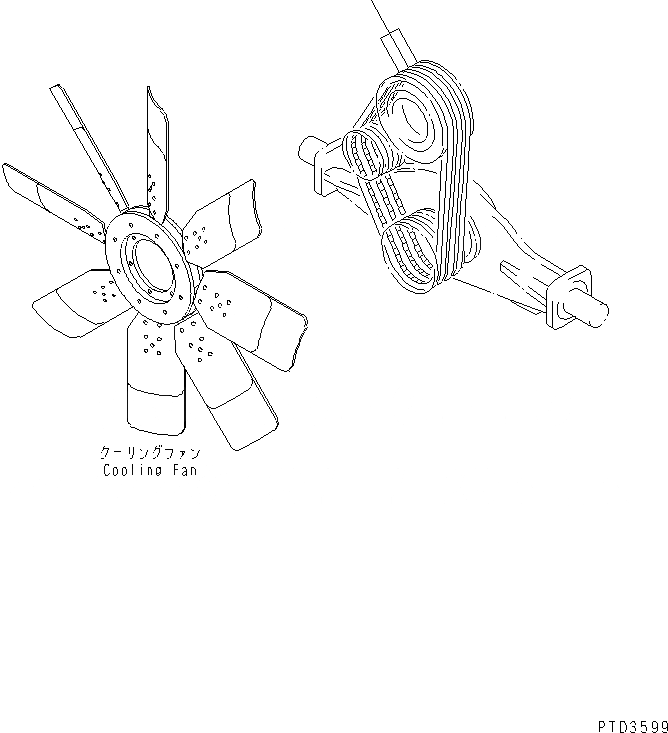 Схема запчастей Komatsu SA6D170E-2A-D - РЕМЕНЬ ВЕНТИЛЯТОРА (РЕВЕРСИВН. СПЕЦ-Я.)(№97-) ДВИГАТЕЛЬ