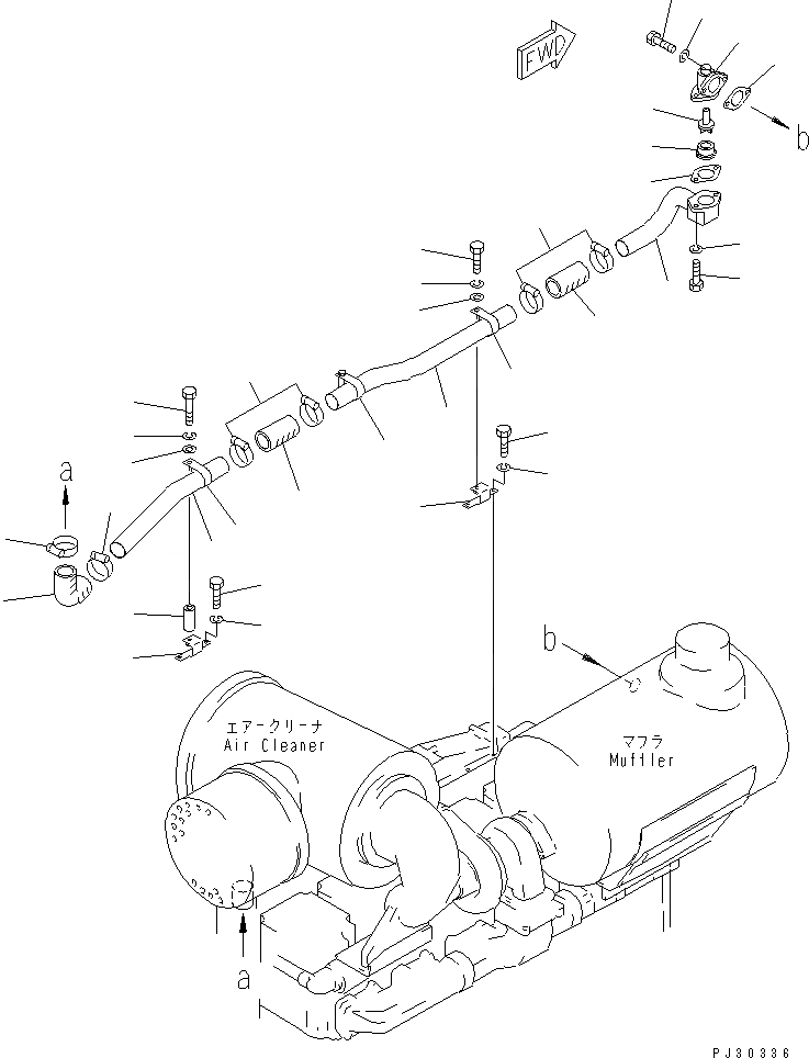 Схема запчастей Komatsu SA6D170-B-1J - СИСТЕМА ТРУБ ГЛУШИТЕЛЯ ГОЛОВКА ЦИЛИНДРОВ