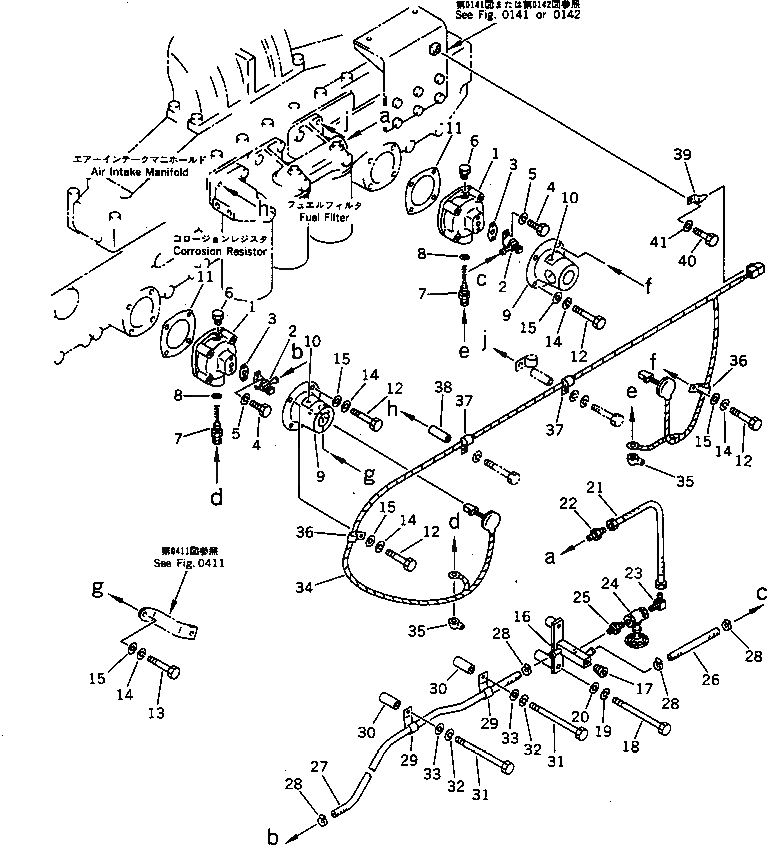 Схема запчастей Komatsu SA6D170-B-1J - СИСТЕМА ПОДОГРЕВА ВПУСКН. КОЛЛЕКТОРА ТОПЛИВН. СИСТЕМА
