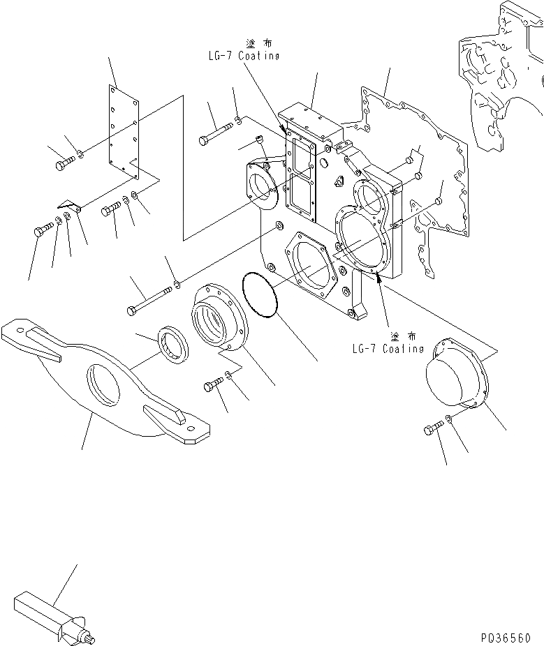Схема запчастей Komatsu SA6D170-A-1Q - ПЕРЕДН. КРЫШКАAND ПЕРЕДН. СУППОРТ БЛОК ЦИЛИНДРОВ