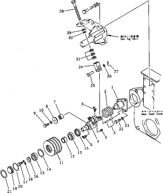 Схема запчастей Komatsu SA6D170-A-1Q - НАТЯЖНОЙ РОЛИК(№-99) СИСТЕМА ОХЛАЖДЕНИЯ