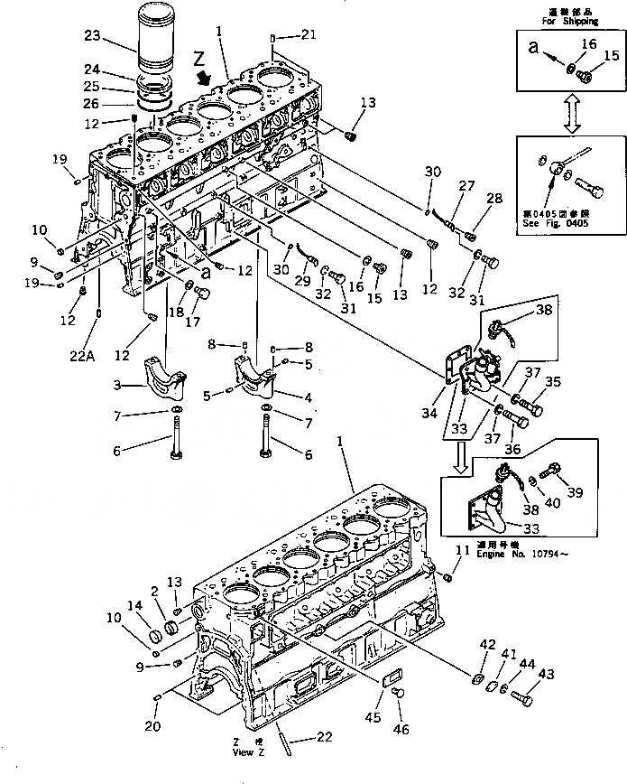 Схема запчастей Komatsu SA6D170-A-1E - БЛОК ЦИЛИНДРОВ (ОДИНОЧН. ТУРБОНАГНЕТАТЕЛЬ)(№-) БЛОК ЦИЛИНДРОВ