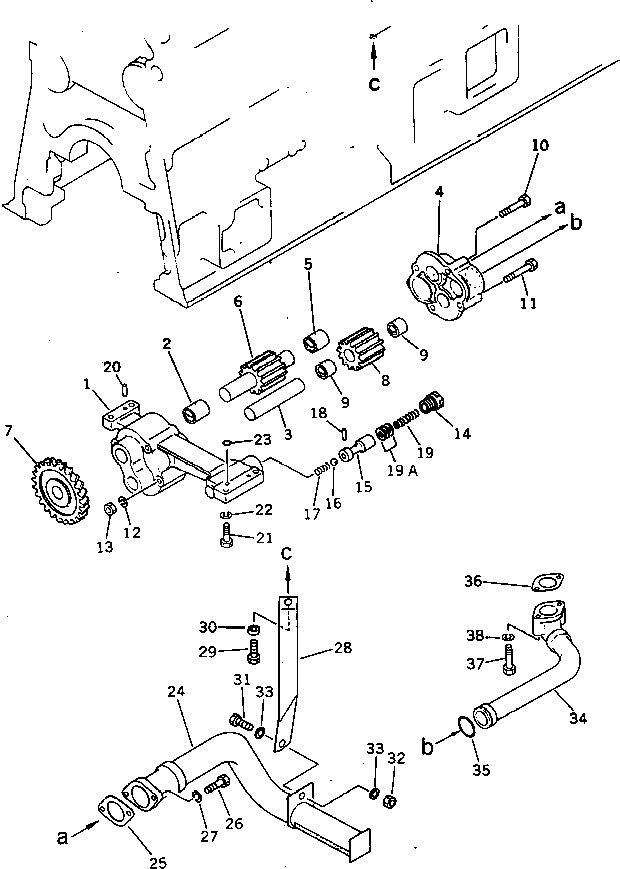 Схема запчастей Komatsu SA6D170-A-1E - СМАЗЫВ. НАСОС И ВСАСЫВ. PIPE (ОДИНОЧН. ТУРБОНАГНЕТАТЕЛЬ)(№8-) СИСТЕМА СМАЗКИ МАСЛ. СИСТЕМА