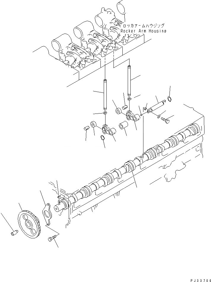 Схема запчастей Komatsu SA6D170-A-1T - РАСПРЕДВАЛ И ТОЛКАТЕЛЬ КЛАПАНА БЛОК ЦИЛИНДРОВ