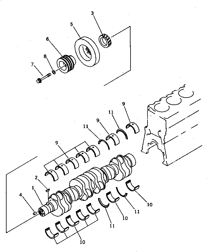 Схема запчастей Komatsu SA6D170-A-1C - КОЛЕНВАЛ(№77-) БЛОК ЦИЛИНДРОВ
