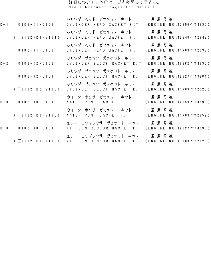 Схема запчастей Komatsu SA6D170-B-1F - КОМПЛЕКТ ПРОКЛАДОК(№7-99) ИНСТРУМЕНТ И РЕМКОМПЛЕКТЫ
