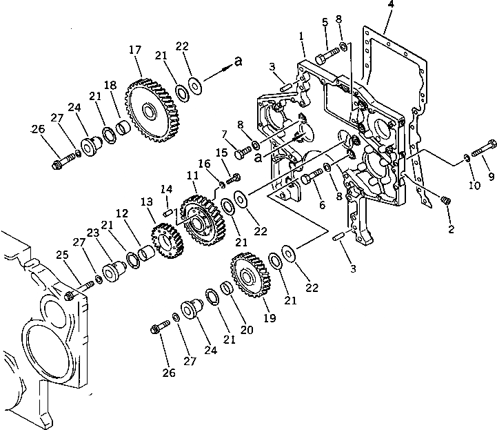Схема запчастей Komatsu SA6D170-A-1P - КОРПУС ШЕСТЕРЕНН. ПЕРЕДАЧИ КРЫШКАAND ПРИВОД БЛОК ЦИЛИНДРОВ