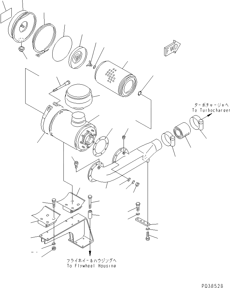 Схема запчастей Komatsu SA6D170-A-1J - ВОЗДУХООЧИСТИТЕЛЬ И КРЕПЛЕНИЕ (ДЛЯ ЯПОН.)(№8-) ГОЛОВКА ЦИЛИНДРОВ