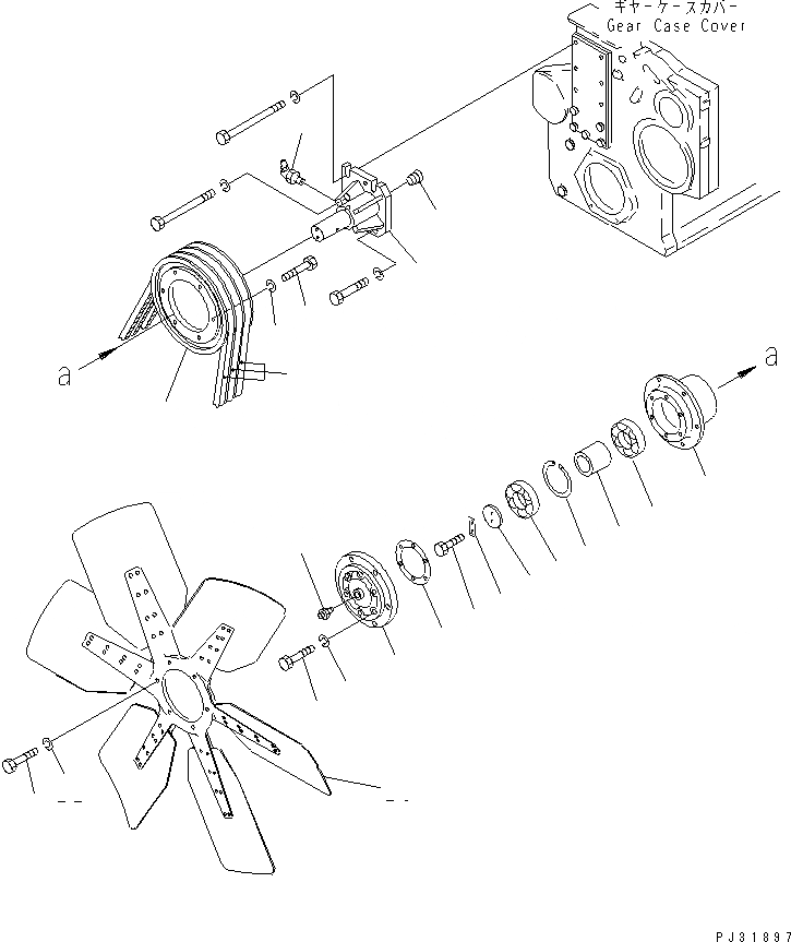 Схема запчастей Komatsu SA6D170-A-1J - ВЕНТИЛЯТОР ОХЛАЖДЕНИЯ И КРЕПЛЕНИЕ СИСТЕМА ОХЛАЖДЕНИЯ